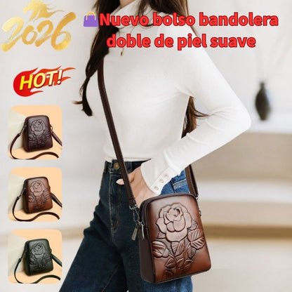 👜 Nowa dwuwarstwowa torebka bandolera / na ramię z miękkiej skóry