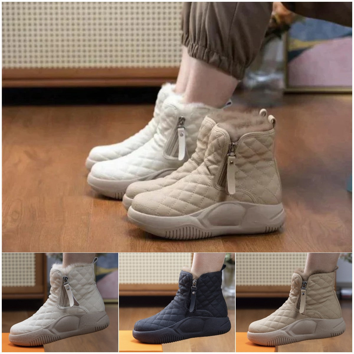 🔥 【35-40】 👢 2024 Nowe damskie ciepłe buty śnieżne z grubą podeszwą 3764845