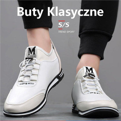 Nowość 2026: Męskie buty casualowe platformowe ze skóry, idealne na codzienną elegancję