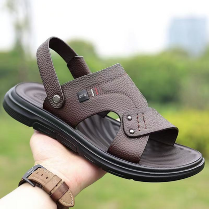 🐂【50%OFF】【38–44】Nowe skórzane sandały plażowe męskie z grubą podeszwą