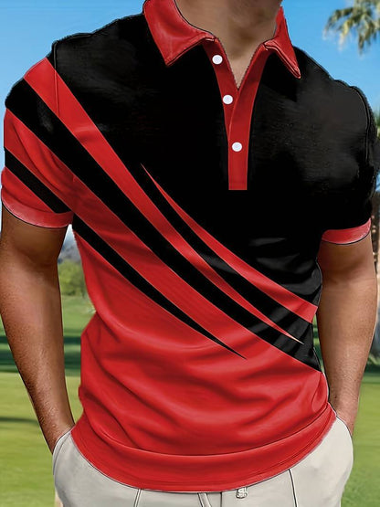 🔥【Časovo obmedzená ponuka】👔【S-6XL】Nové letné pánske pruhované polo tričko s 3D potlačou
