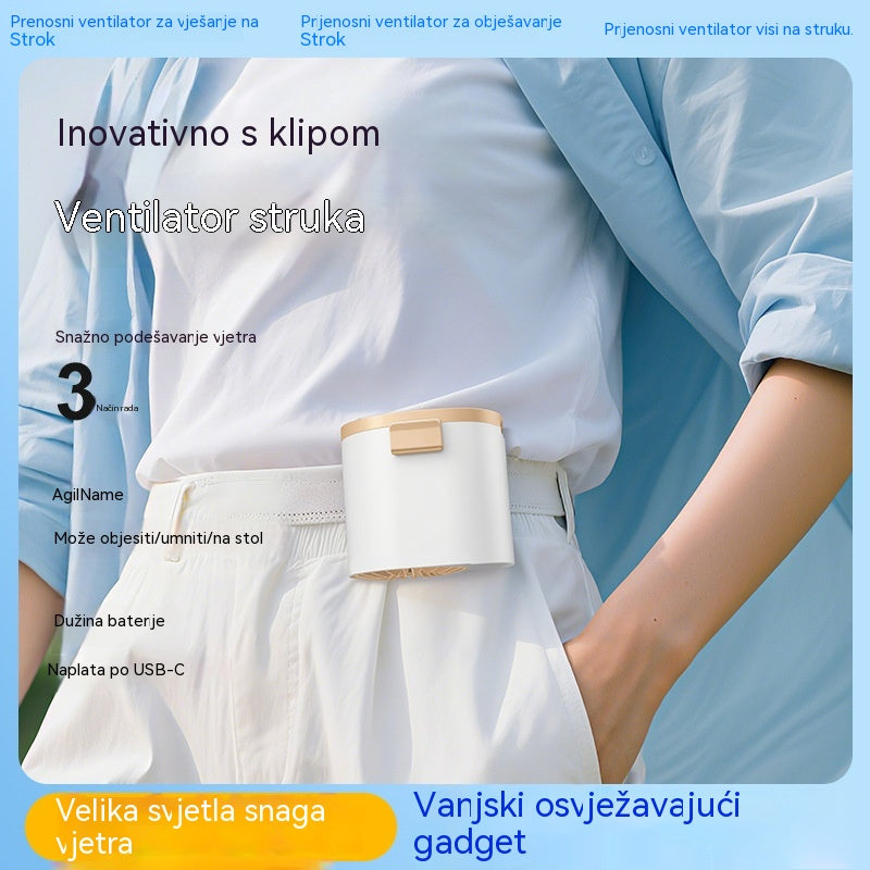 🔥【Kupite 1, dobijte 1 gratis】🌀 Mini ventilator velike brzine s kopčom za struk.