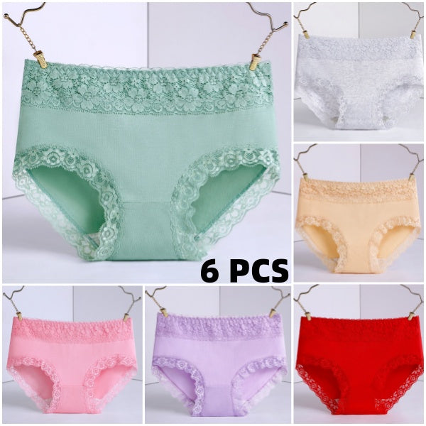 💞【M-2XL】【6 sztuk】👙Damskie oddychające bawełniane bezszwowe majtki o średnim stanie, antybakteryjne, wygodne