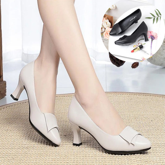 (Gorąca wyprzedaż)【35-41】Modne i eleganckie damskie buty na wysokim obcasie z miękkiej skóry_3616734