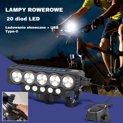 🚨💡 Solarna lampka rowerowa z ładowaniem USB i głośnikiem, idealna do długiej jazdy nocą