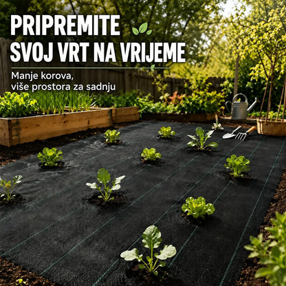 🌿【1 m x 10 m】Izdržljiva crna tkanina protiv korova – propusna za vodu i zrak, s UV zaštitom. Idealna za vrt, staklenik, cvjetnjake i šljunčane staze. ✨
