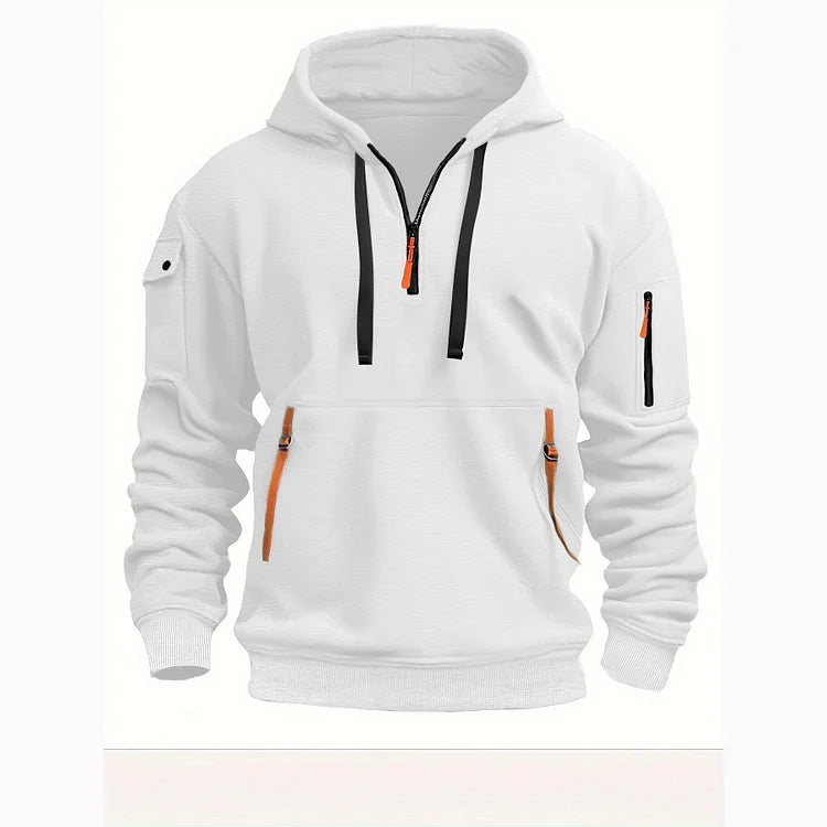 【S-5XL】Męska sportowa bluza z kapturem zapinana na zamek i wiele kieszeni-3770240