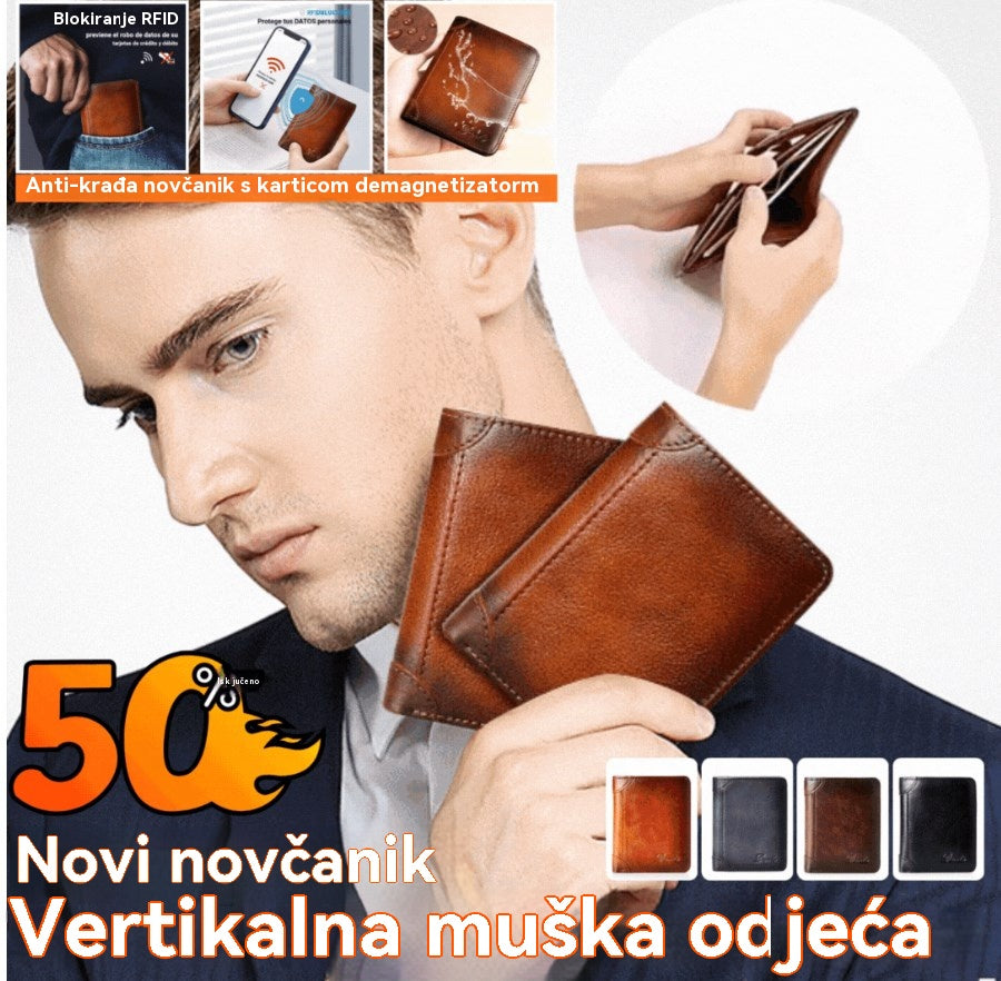 Novi muški protuprovalni novčanik od prave kože