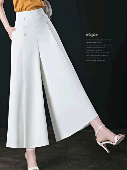 【M-5XL】Modna, drapowana spódnica damska z szerokimi nogawkami i wysokim stanem 3631296