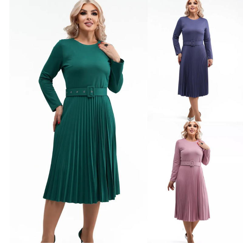 Oferta ograniczona czasowo ✨【S-5XL】👗 Wiosna 2026 Nowa modna i elegancka plisowana sukienka wysokiej jakości w jednolitym kolorze