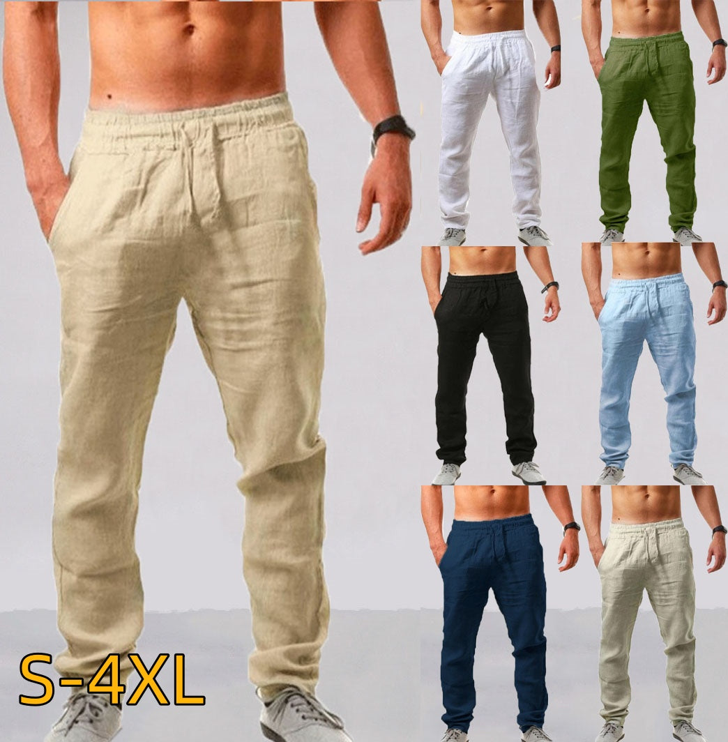💥50% zniżki👖【S-4XL】2026 Nowe wiosenne męskie luźne, oddychające spodnie sportowe, mieszanka bawełny i lnu