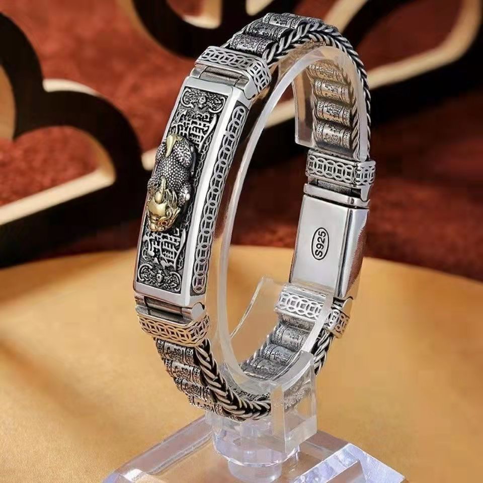 💥🏆【Bestseller】Nowy model 2024 męska modna bransoletka ze srebra 925, nowoczesny design.3836400