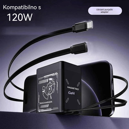 120W GaN brzi 2-u-1 punjač, kompatibilan s iPhoneom, mobilnim telefonima i tabletima