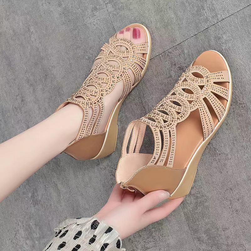 👡【35-40】Sandały średniej wysokości, oddychające, miękka podeszwa, miękka skóra, elastyczne i modne--3700671