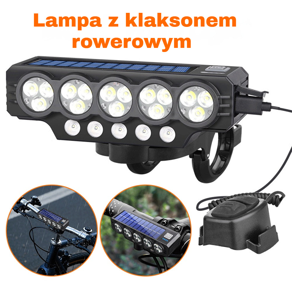 🚨💡 Solarna lampka rowerowa z ładowaniem USB i głośnikiem, idealna do długiej jazdy nocą
