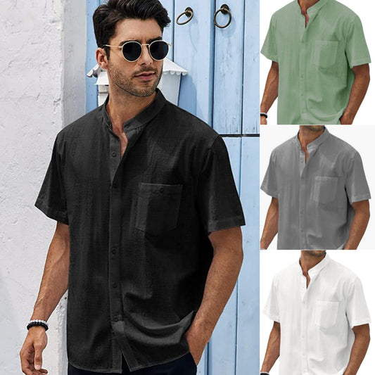 🎉【S-5XL】Nowa męska koszula casual z lnu i bawełny w dużych rozmiarach-3732360
