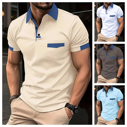 👔✨【S-3XL】Elegantna nova muška ležerna polo majica s ovratnikom na spuštanje i gumbima, jednobojna.