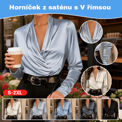 🧣🎨🔥2026 Novi modni luksuzni profesionalni satenski ženski top s V-izrezom - svestran