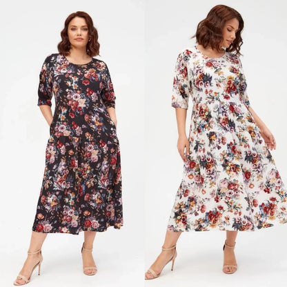 💃✨【S-5XL】Nowa elegancka sukienka z szyfonu z nadrukiem, duży rozmiar, miękki, wygodny i oddychający