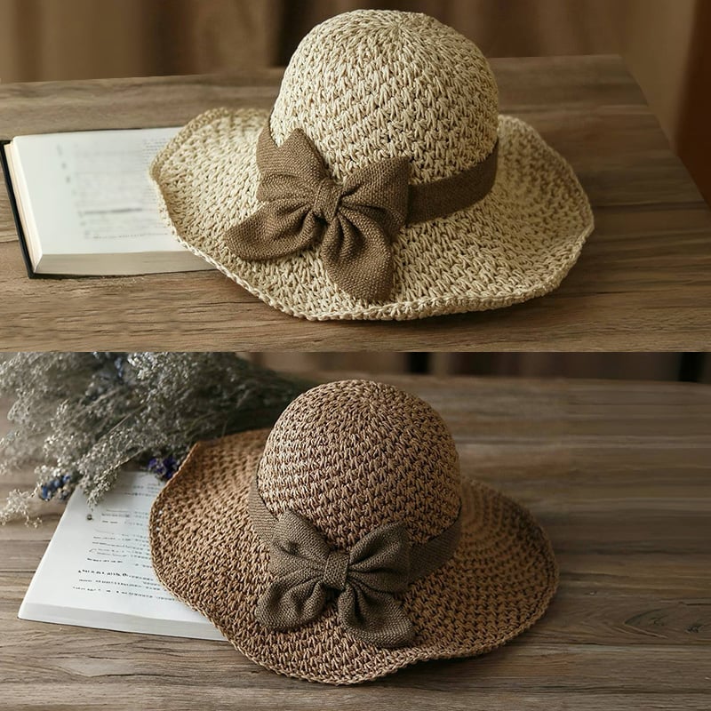 🎀🎀 50% POPUSTA 👒 | Retro slamnati šešir s mašnom – sklopivi i prozračan za ljeto