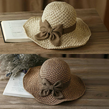 🎀🎀 50% POPUSTA 👒 | Retro slamnati šešir s mašnom – sklopivi i prozračan za ljeto