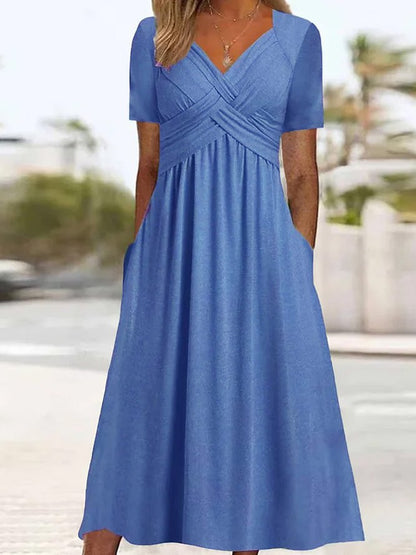 💥Akcija!【S-5XL】retro lanena haljina, širokog kroja koji vizualno stanjuje i daje eleganciju, čini da izgledate mlađe.