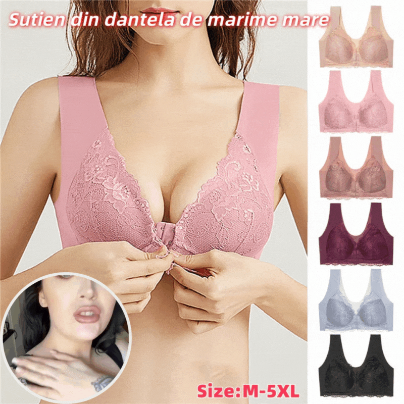 😍【50% zniżki】【Zestaw 3-częściowy】Wygodny damski seksowny koronkowy biustonosz, bezszwowy, zapięcie z przodu na zatrzask