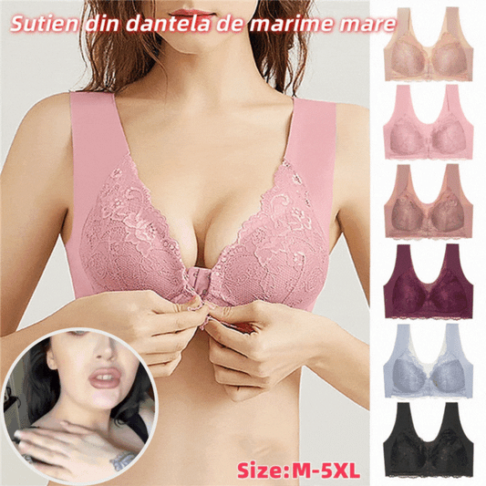 😍【50% zniżki】【Zestaw 3-częściowy】Wygodny damski seksowny koronkowy biustonosz, bezszwowy, zapięcie z przodu na zatrzask