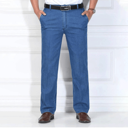 💁‍♂️👖2024 Nowe, oddychające męskie jeansy z wysokim stanem i rozciągliwą--3759455