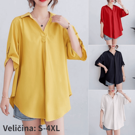 💗【Promocja】💗【S-3XL】2025 Nowa damska koszula w dużym rozmiarze, luźna, w jednolitym kolorze