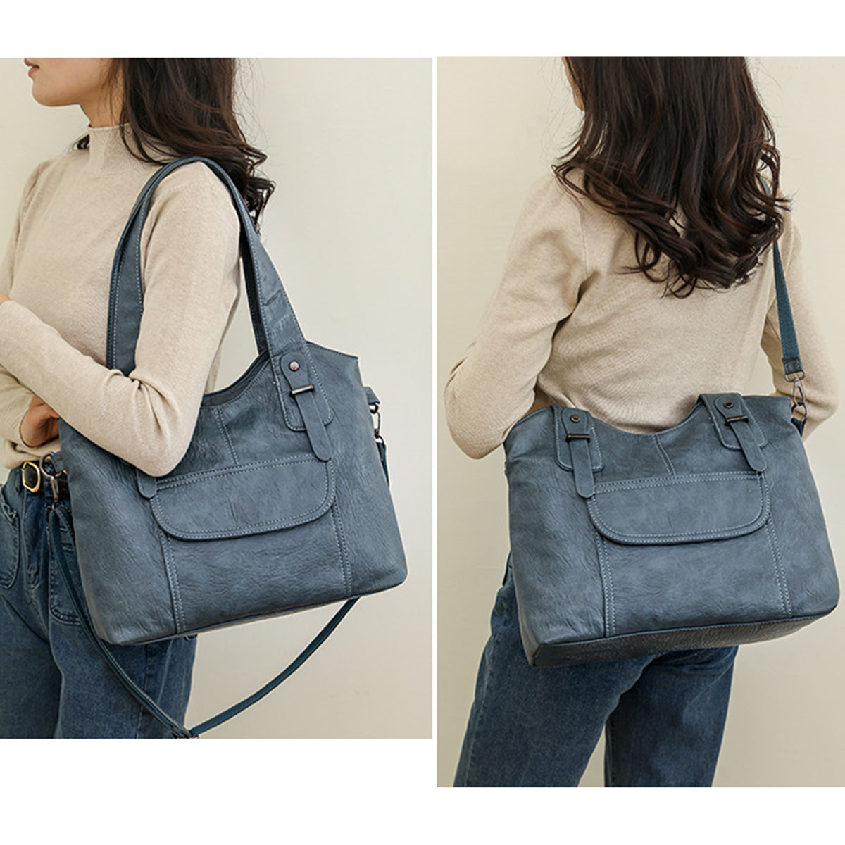 📢👜Nová dámská kožená kabelka přes rameno z pravé hovězí kůže -