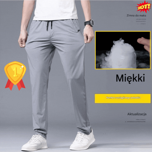 【40-115 kg】🔥2025 Męskie wiosenne i letnie nowe elastyczne spodnie casualowe Ice Silk Quick-Drying, cienki materiał Ice Silk, odświeżające i oddychające