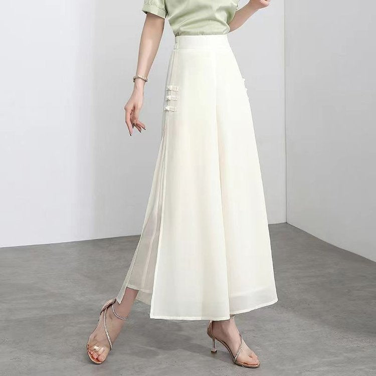 ✨🌈【M-4XL】👖💖【Nowy styl lata】2025 modne i eleganckie spodnie z szyfonu z szerokimi nogawkami, wygodne i oddychające