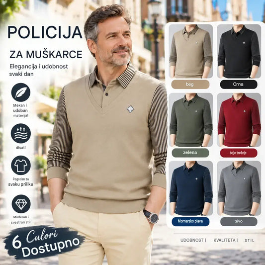🔥【M-4XL】Muška vrhunska topla sve-u-jednom majica od kašmira iz dva dijela