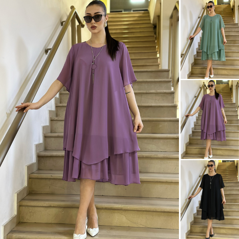🏆【S-5XL】💃 Elegancka długa sukienka z jedwabiu, projekt wysokiej jakości-3739943