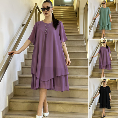 🏆【S-5XL】💃 Elegancka długa sukienka z jedwabiu, projekt wysokiej jakości-3739943