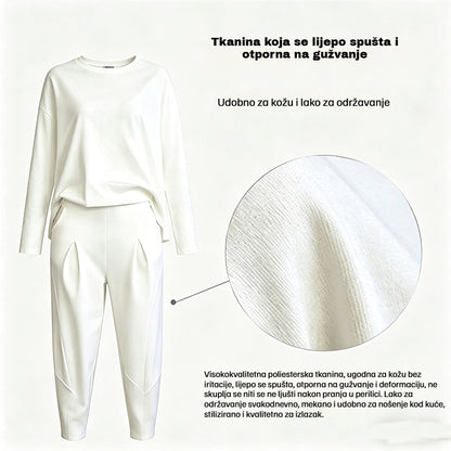 【Posebna ponuda -50%】Jednobojni okrugli izrez dugih rukava丨Ženski ležerni set ✅Kvalitetan materijal ✅Lako se kombinira