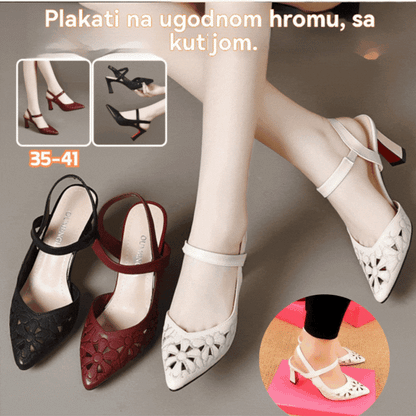 🥰🔥【35-41】Novi stil štikle, udobni špicasti vrh, jednobojne, elegantne sandale s otvorenim leđima