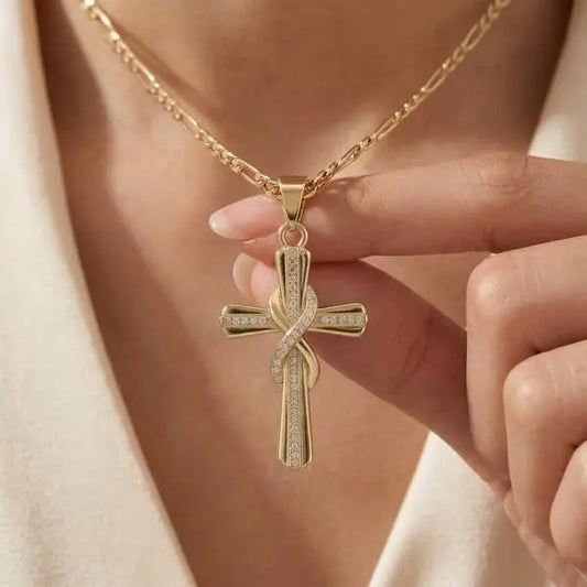 🎀💖Ogrlica s beskonačnim križem i dijamantima od 14 karata