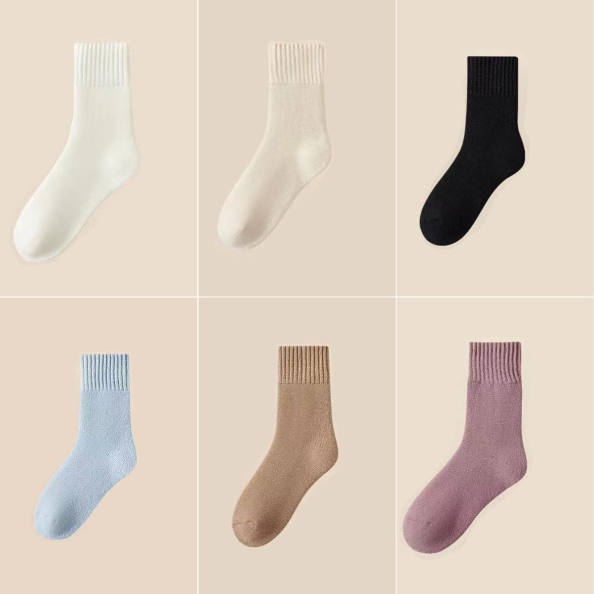 🔥【6 pari vunenih čarapa】🧦Tople vunene čarape, ekstra debele i tople, dobra elastičnost