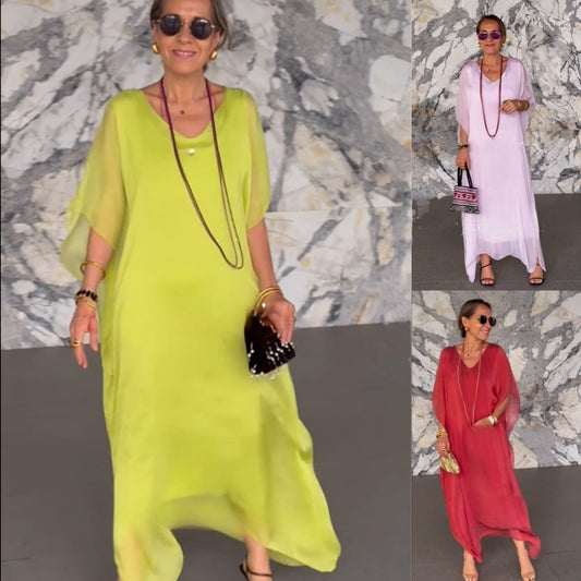 【S-5XL】🌷Sukienka plus size w jednolitym kolorze 3658459