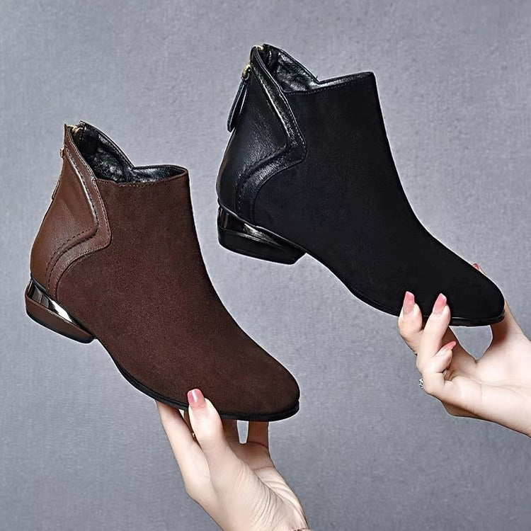 🔥 49% zniżki na jesień i zimę 2024 nowe buty Martin z okrągłym noskiem na niskim obcasie, na krótkim obcasie, kaszmirowa skóra bydlęca [35-41]-3746877