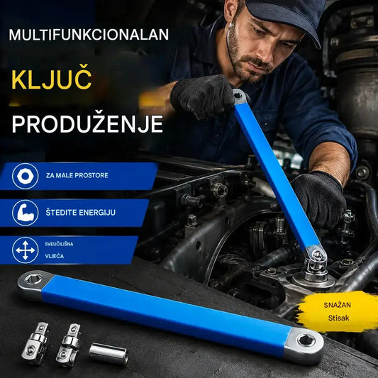 🔧✨【【5 komada po setu】 Podesivi višenamjenski izvlačivi ključ — dvostrani, štedi napor i doseže teško dostupna mjesta