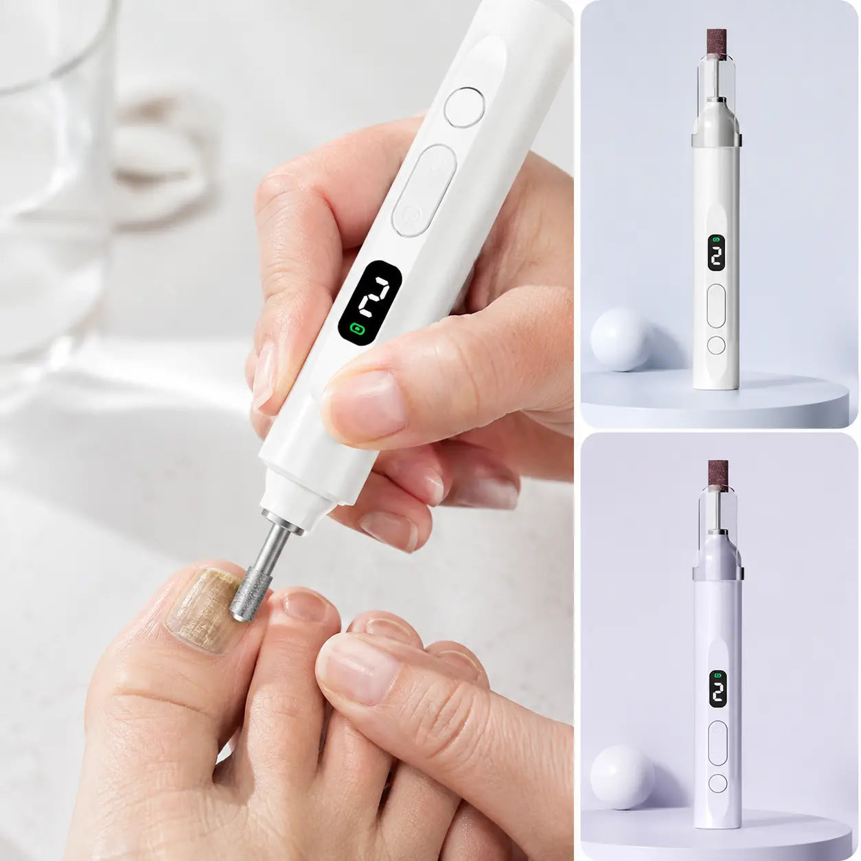 💅Električna turpija za nokte 2 u 1 s LED lampom (lampa za sušenje + 5 nastavaka za poliranje)