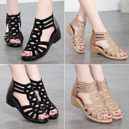 👡【35-40】Sandały średniej wysokości, oddychające, miękka podeszwa, miękka skóra, elastyczne i modne--3700671