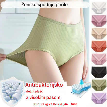 🔥 Vodoodporno, antibakterijsko spodnje perilo z visokim pasom za ženske večjih velikosti