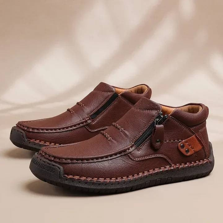 👟✨【38-48】Męskie, ręcznie robione, skórzane, wsuwane buty do jazdy samochodem – szeroki nosek, wsparcie łuku stopy