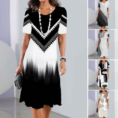 Promocja specjalna -50% 👗【XS-5XL】Seksowna sukienka damska z okrągłym dekoltem i nadrukiem 2025