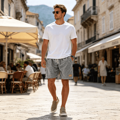 ⏳🔥【Ostatni dzień -50%】👖【S-5XL】【55-110 kg】Męskie casualowe szorty 2026 z efektem lnu i sznurkiem (duże rozmiary).