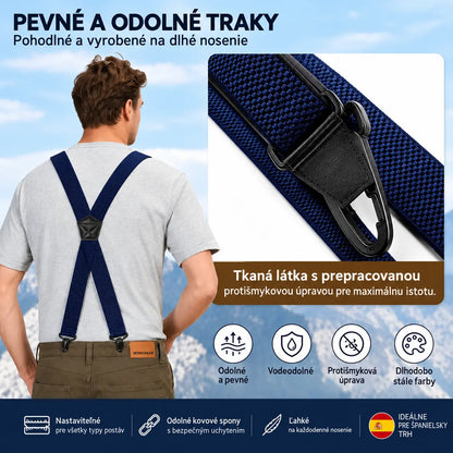 📢📢 ZĽAVA 50 %! 🧷 Pánsky sťahovací pás s prekríženým dizajnom na chrbte a zapínaním na háčiky 🧷